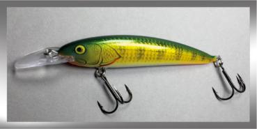 BALSA MINNOW Wobbler, schwimmend, Farbe: YP Yellow Perch, Größe 10 ( 9,5 cm), Gewicht: 18 Gramm, von Bagley Bait